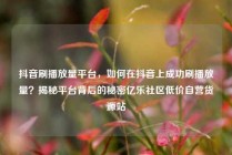 抖音刷播放量平台,如何在抖音上成功刷播放量?揭秘平台背后的秘密亿乐社区低价自营货源站