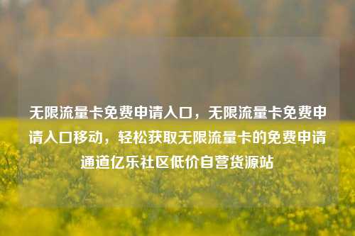无限流量卡免费申请入口，无限流量卡免费申请入口移动	，轻松获取无限流量卡的免费申请通道亿乐社区低价自营货源站  第1张