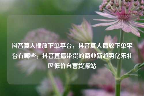 抖音真人播放下单平台，抖音真人播放下单平台有哪些	，抖音直播带货的商业新趋势亿乐社区低价自营货源站  第1张