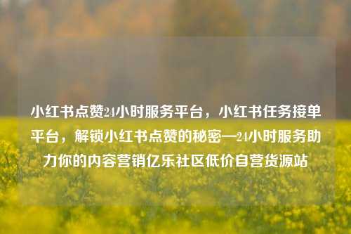 小红书点赞24小时服务平台，小红书任务接单平台，解锁小红书点赞的秘密—24小时服务助力你的内容营销亿乐社区低价自营货源站  第1张