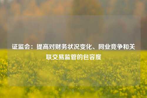 证监会：提高对财务状况变化、同业竞争和关联交易监管的包容度  第1张