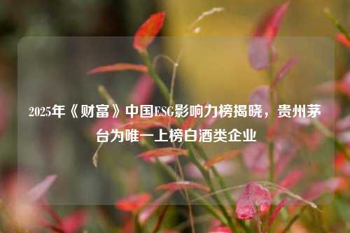 2025年《财富》中国ESG影响力榜揭晓，贵州茅台为唯一上榜白酒类企业  第1张