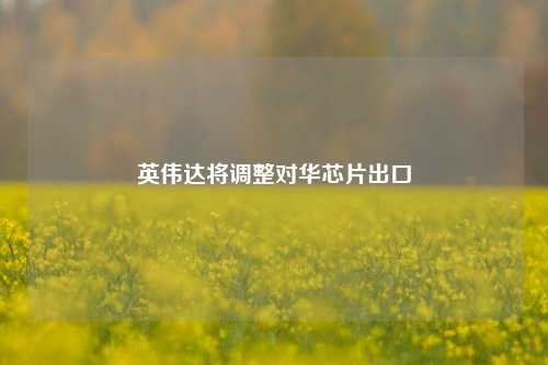 英伟达将调整对华芯片出口  第1张 英伟达将调整对华芯片出口  第1张