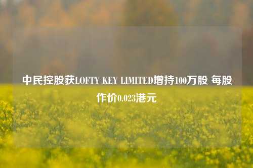 中民控股获LOFTY KEY LIMITED增持100万股 每股作价0.023港元  第1张